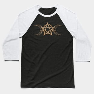 Pentacle and Moon in Tan Baseball T-Shirt